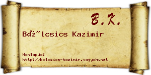 Bölcsics Kazimir névjegykártya
